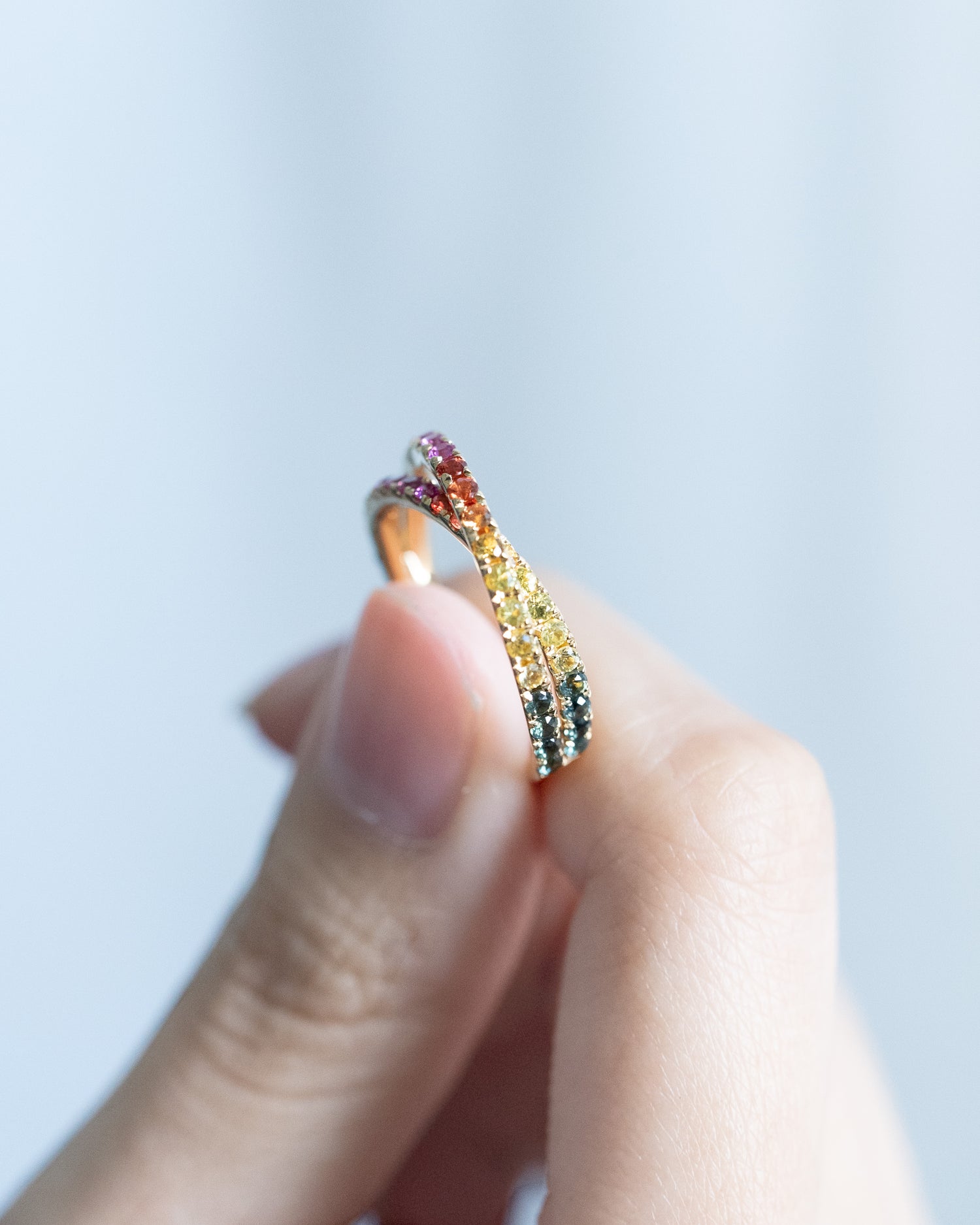 🌈Continue the festive atmosphere - Colored Sapphire Cross Ring🌈