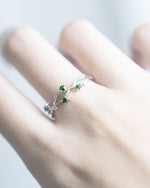 🔥Tsavorite 18K White Gold Vine Ring🌿