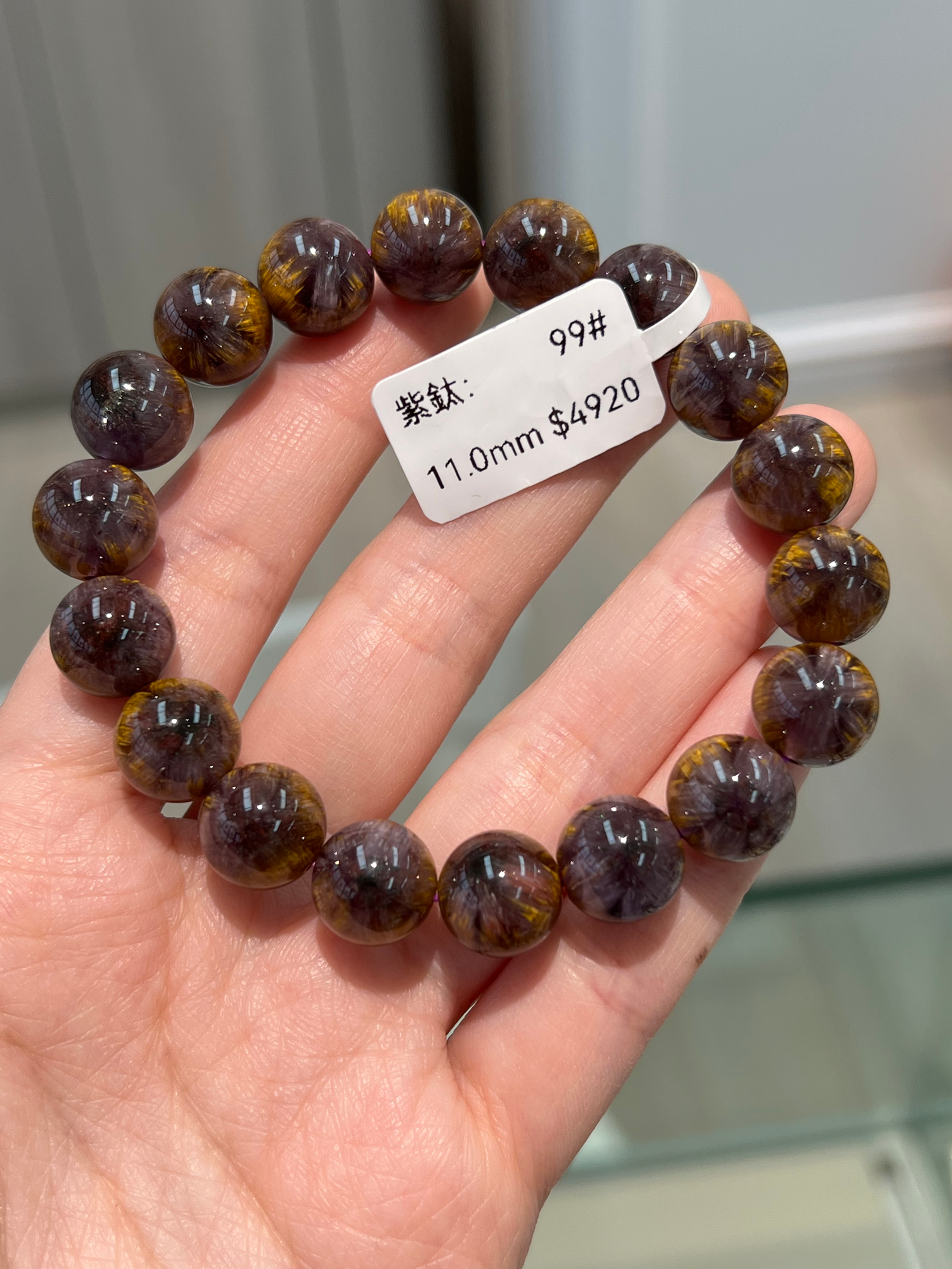 Flower shaped purple titanium crystal 