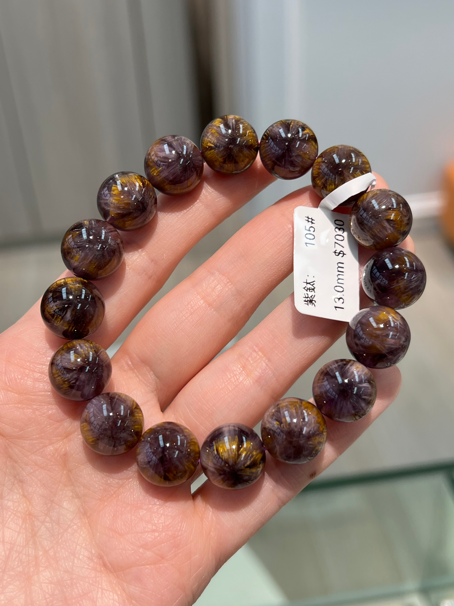 Flower shaped purple titanium crystal 