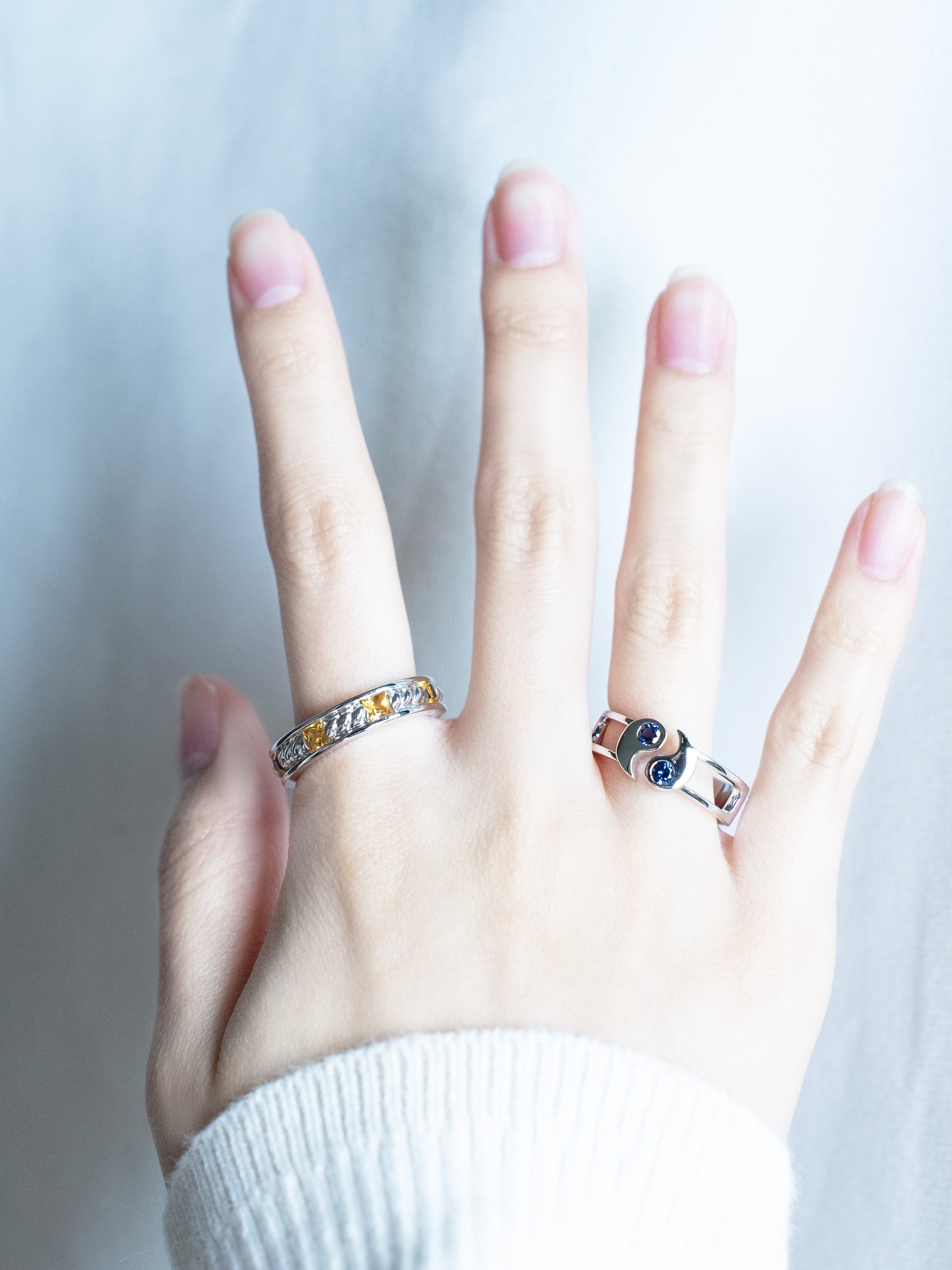 ☯️Sapphire 18K White Gold Tai Chi Ring🥰