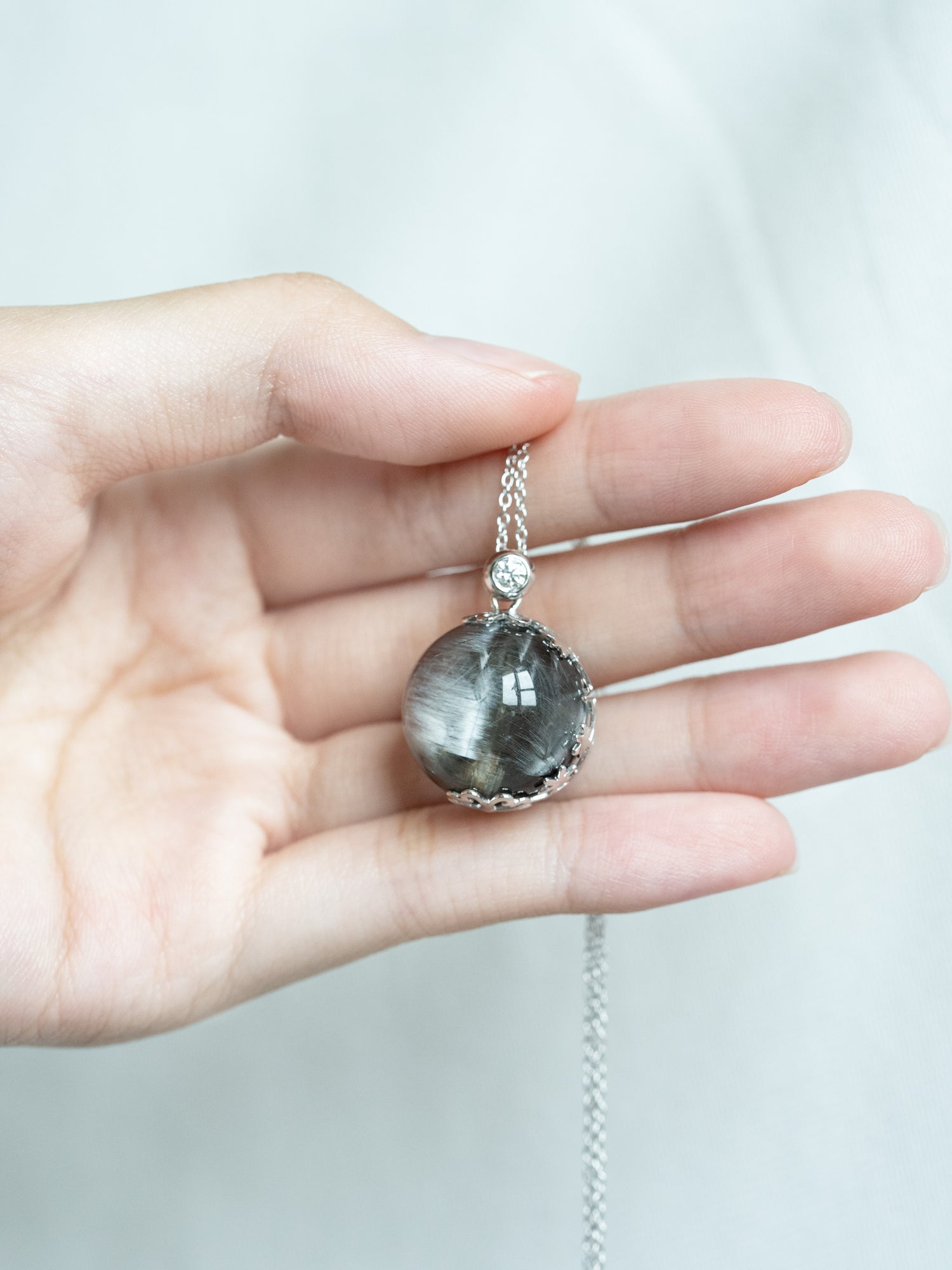 🔮【Necklace】Black silver titanium diamond wave inlaid 18k gold necklace🔮