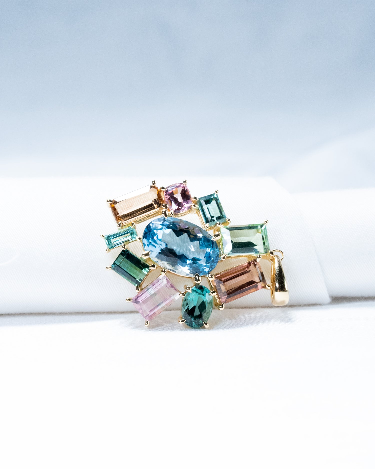 💕Aquamarine x Tourmaline Cluster Pendant💕