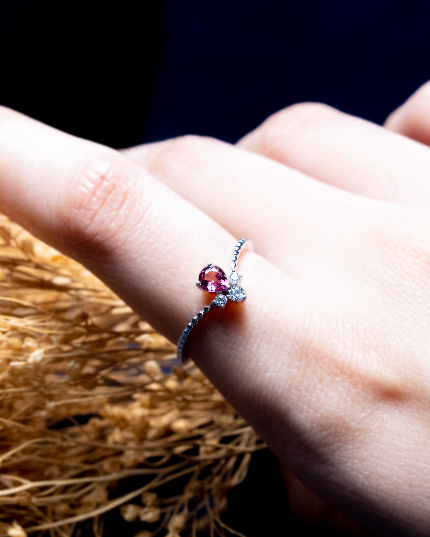 - Pink Sapphire V-Shaped Ring -