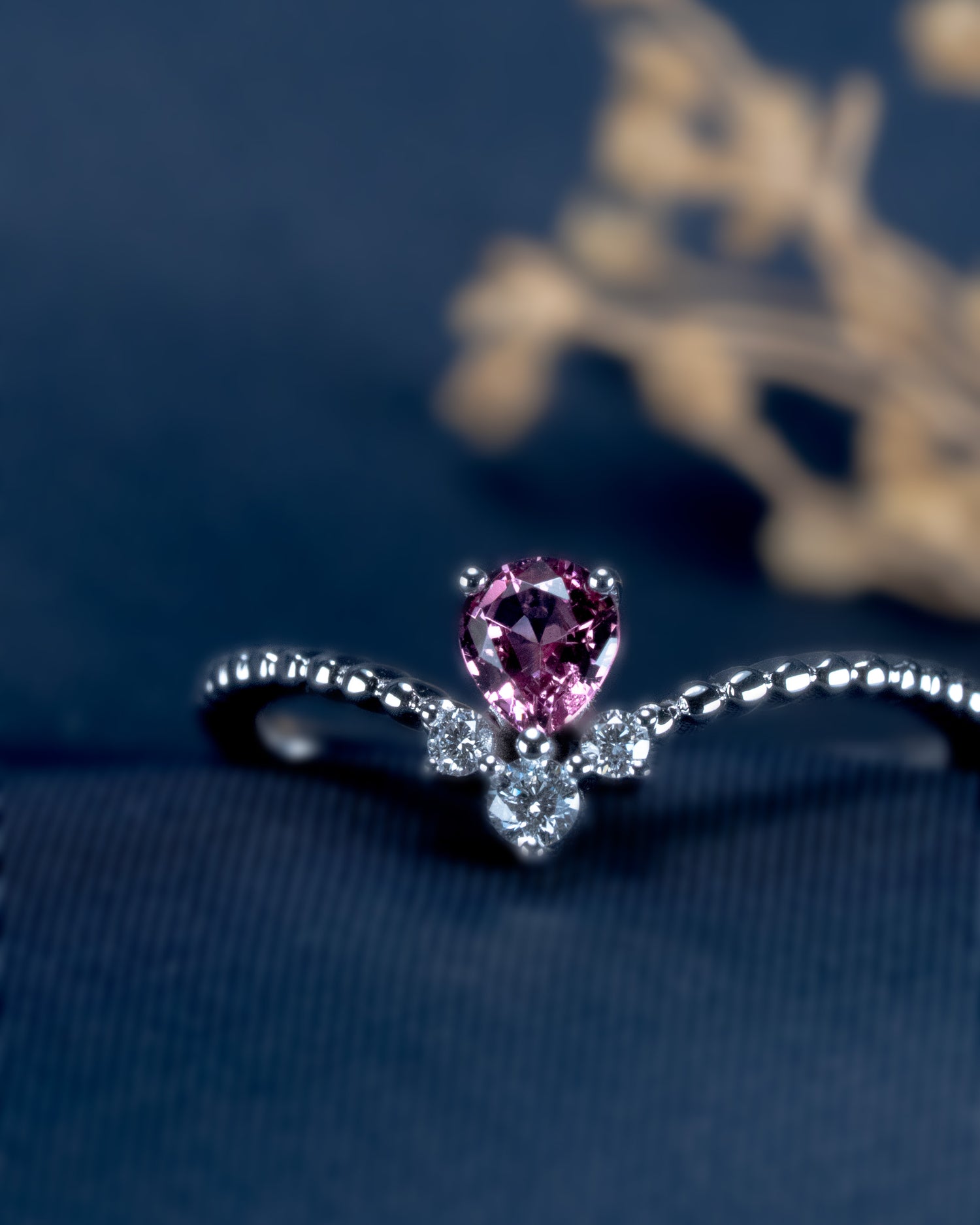 - Pink Sapphire V-Shaped Ring -