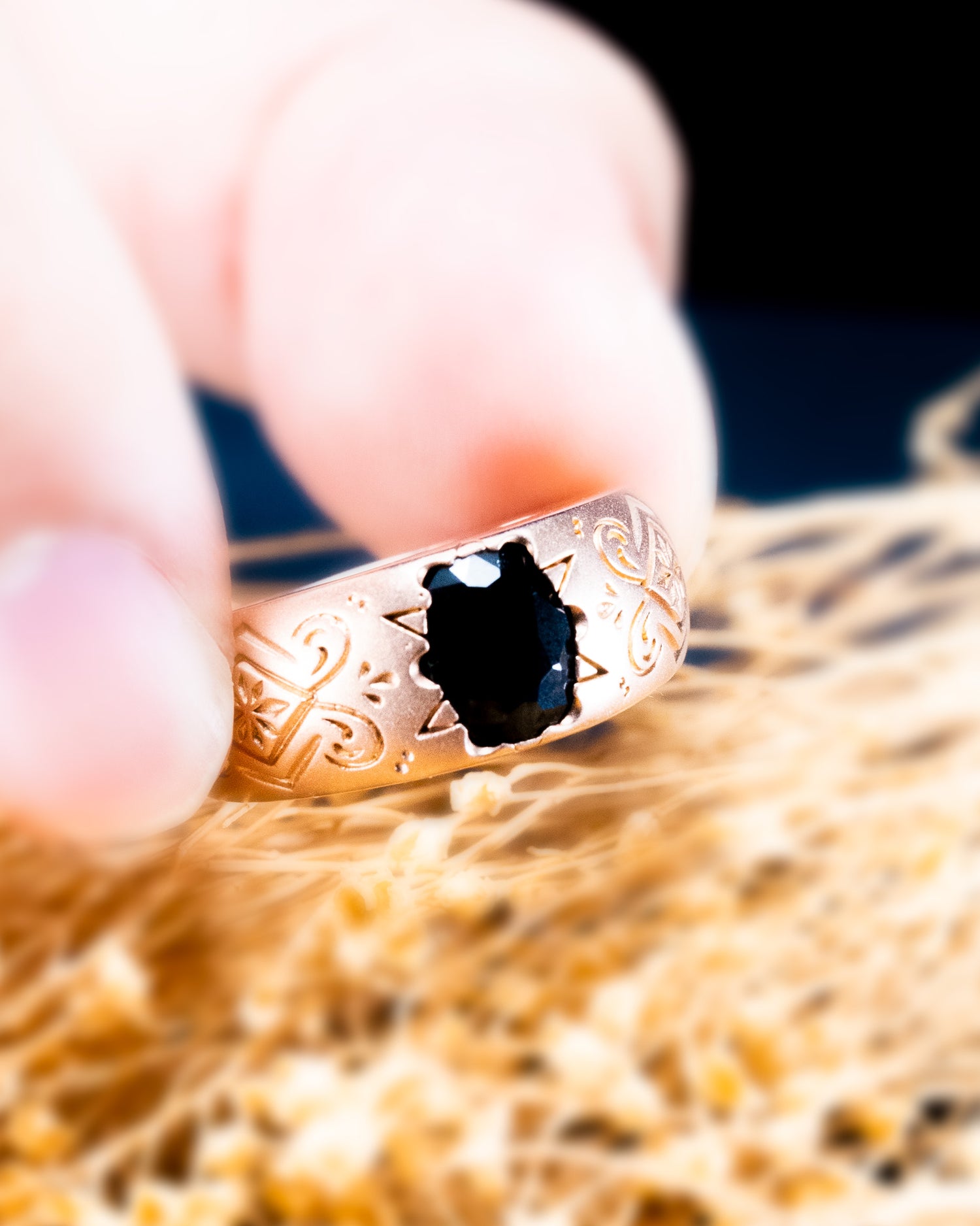 Pure Black Sapphire Men's Ring