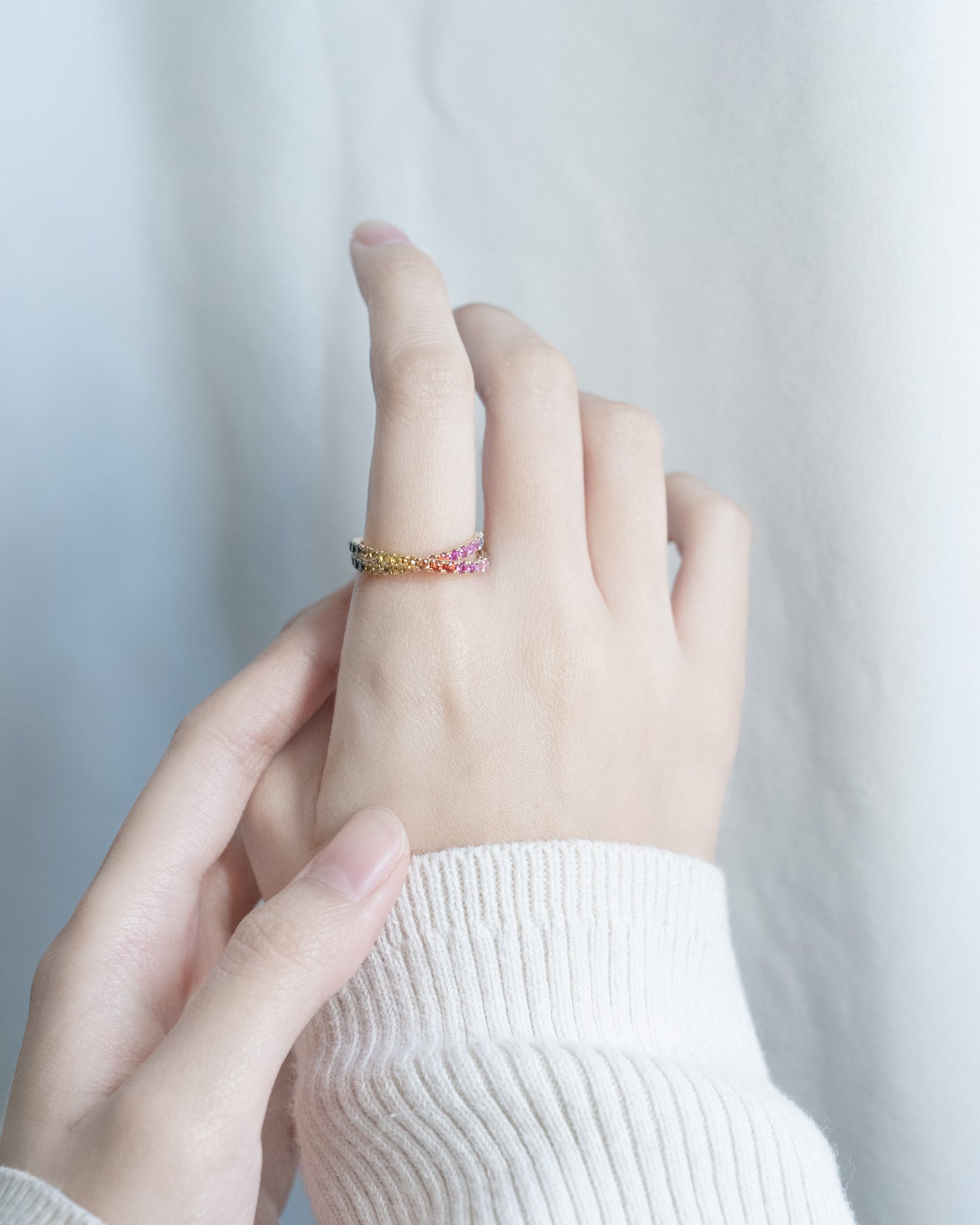 🌈Continue the festive atmosphere - Colored Sapphire Cross Ring🌈