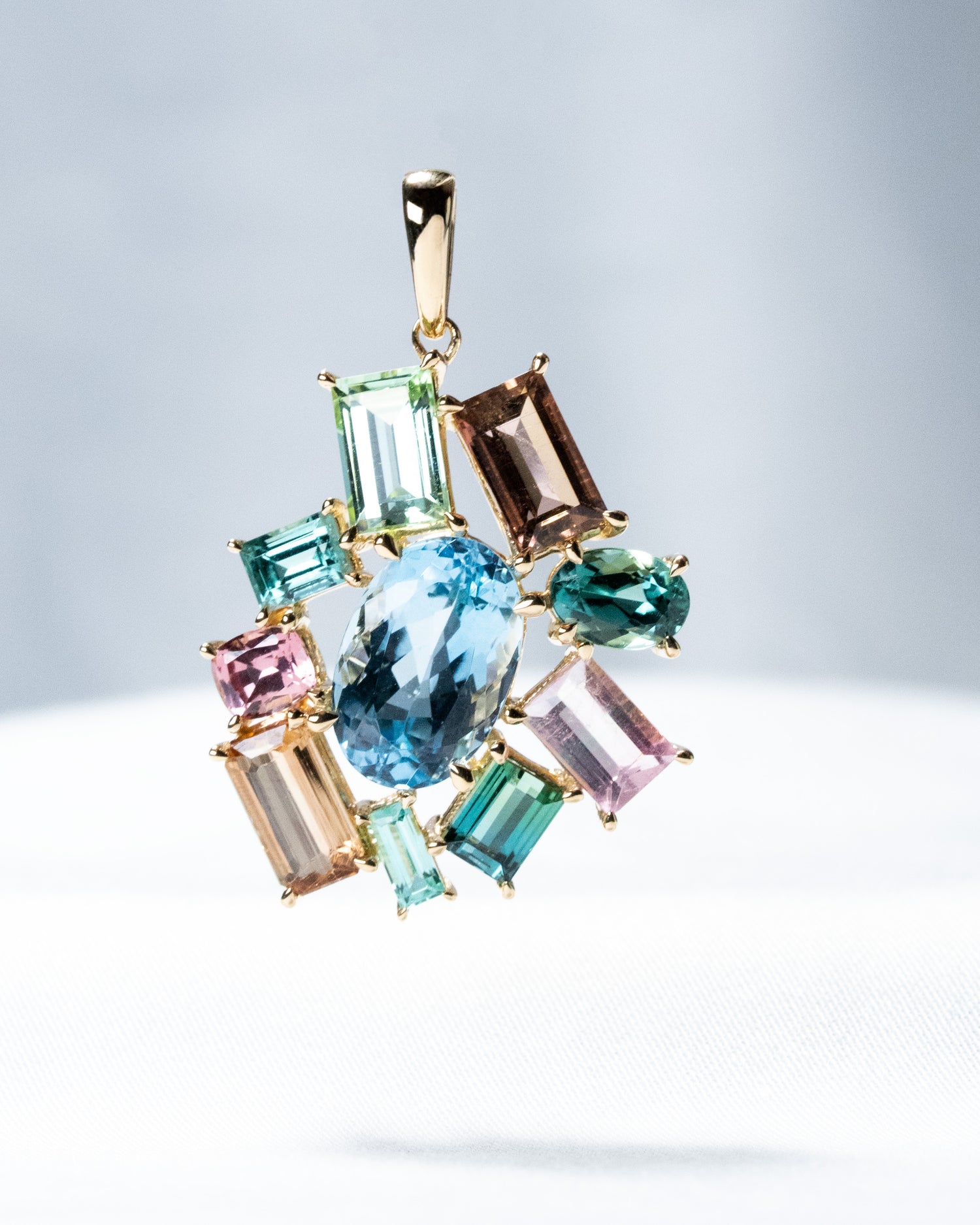 💕Aquamarine x Tourmaline Cluster Pendant💕