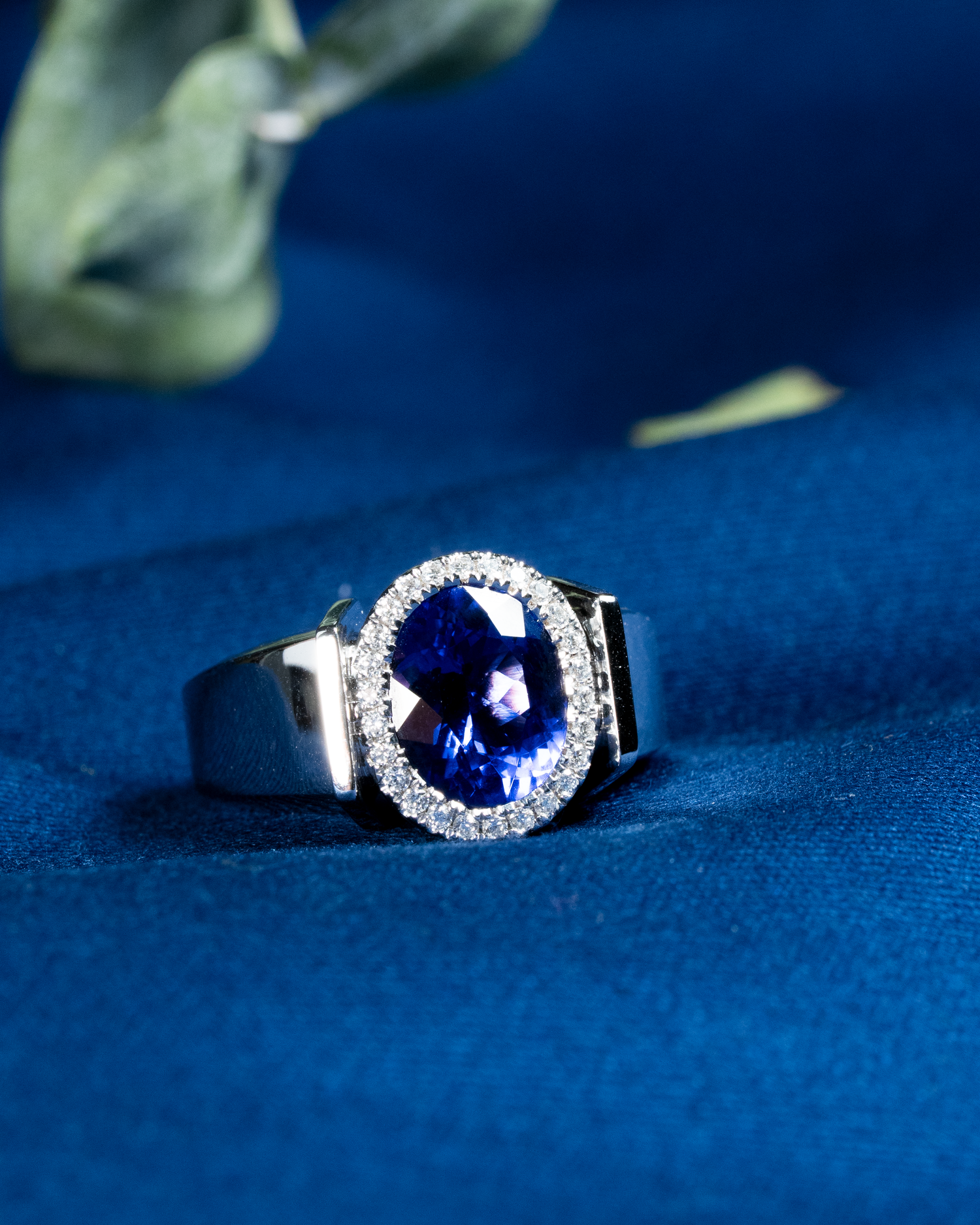 💙Diamond 18K White Gold Tanzanite Couple Ring - Oval💙